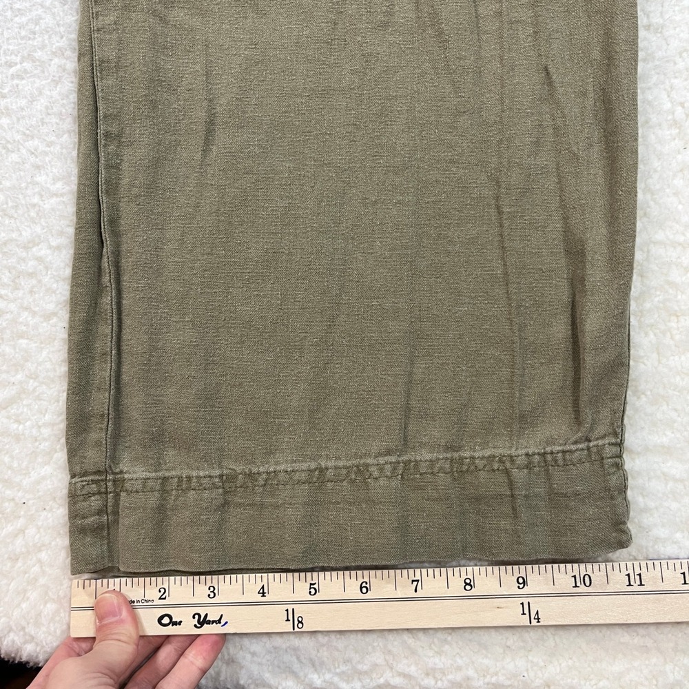 Old Navy Pants Womens L Green Kombu Linen Blend High Rise Wide Leg Comfort Waist - Picture 3 of 10